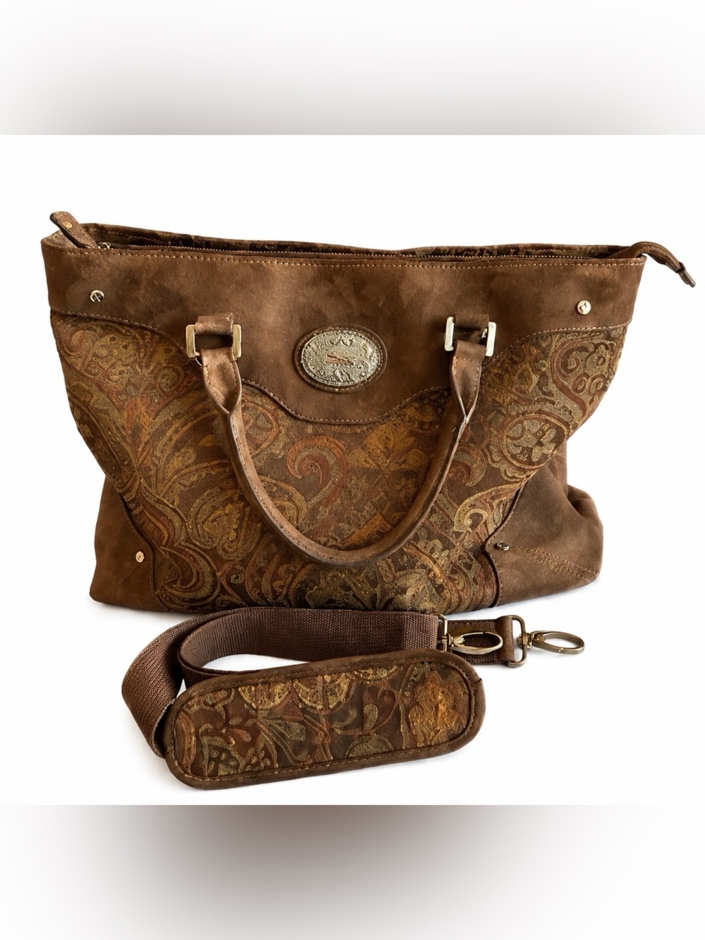 Reba Brown Paisley Convertible Tote Shoulder Bag